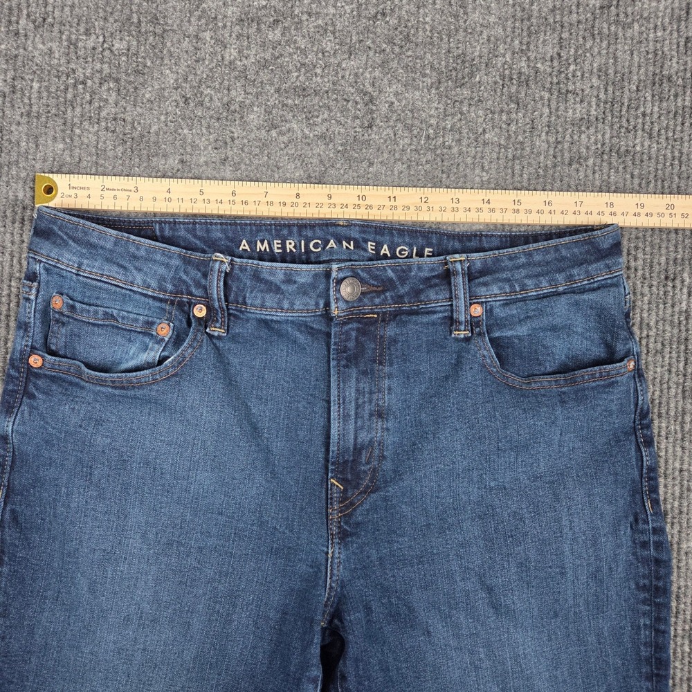 American Eagle Airflex+ Mens 36x32 Medium Wash Blue Stretch Straight Jeans - Picture 7 of 9